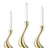 Georg Jensen Cobra Lysestager 3 dele, Guldbelagt