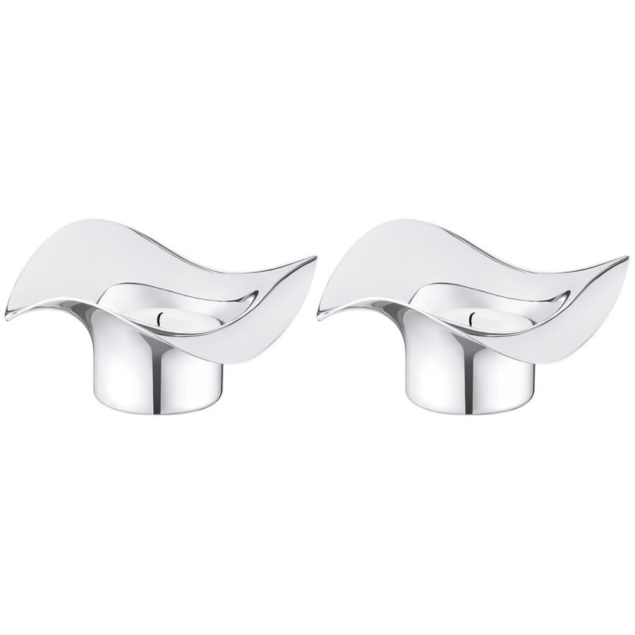 Georg Jensen Cobra Teelichthalter 2er Set, H4,9 cm, Stahl glnzend