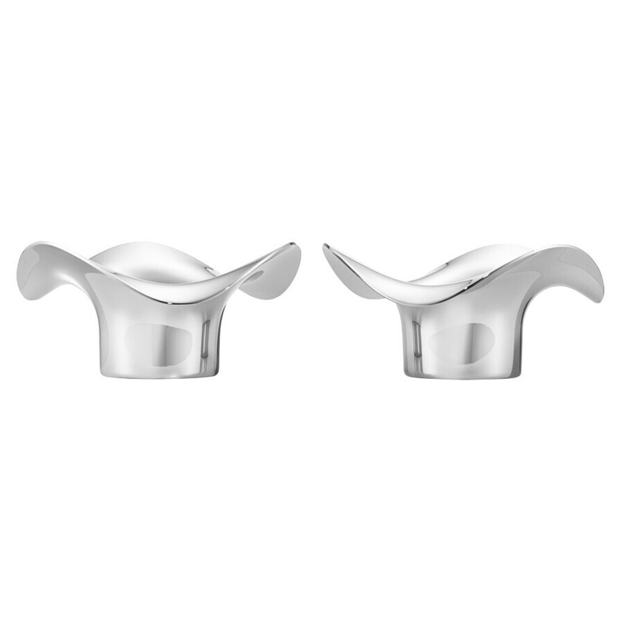 Georg Jensen Cobra Teelichthalter 2er Set, H4,9 cm, Stahl glnzend