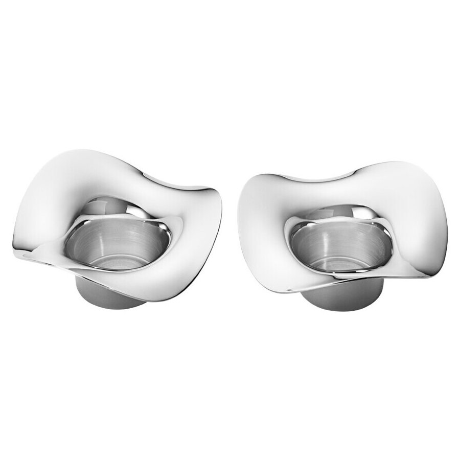 Georg Jensen Cobra Teelichthalter 2er Set, H4,9 cm, Stahl glnzend