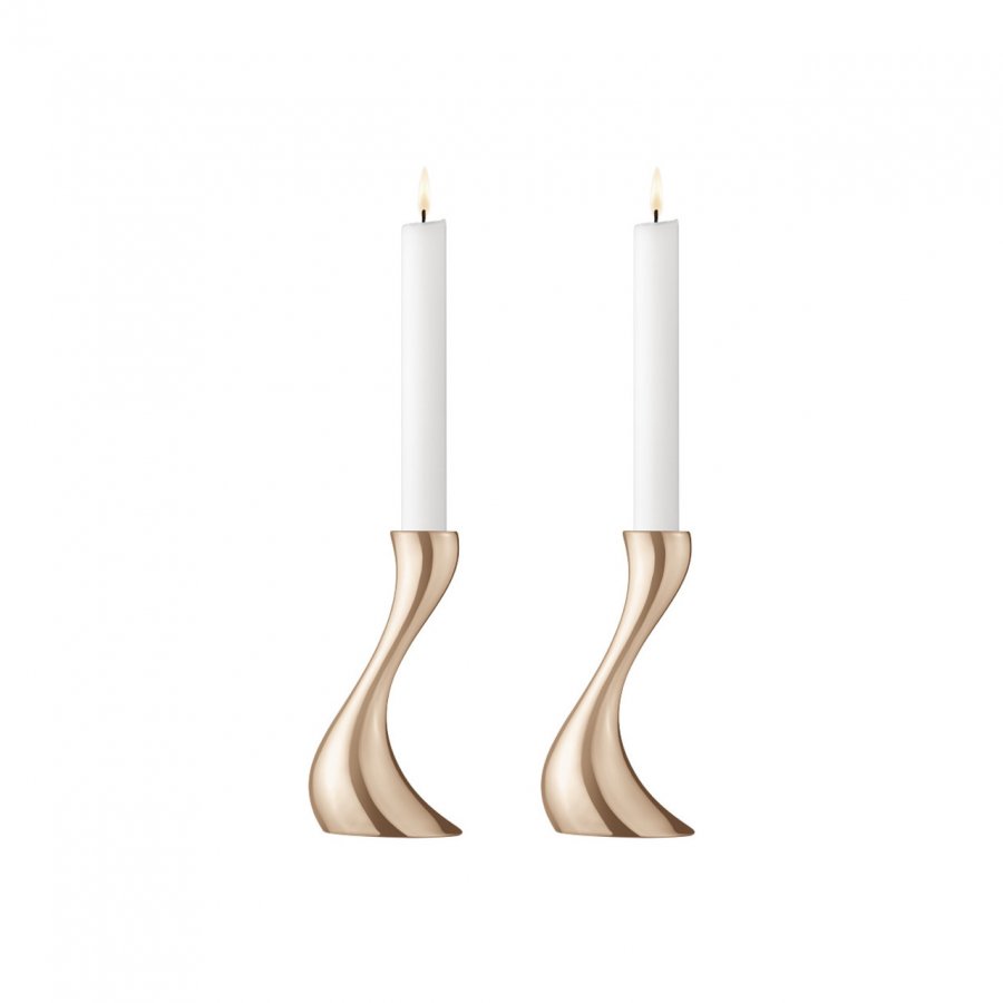 Georg Jensen Cobra Lysestage 2 stk. 16cm, Rosa Guldbelagt