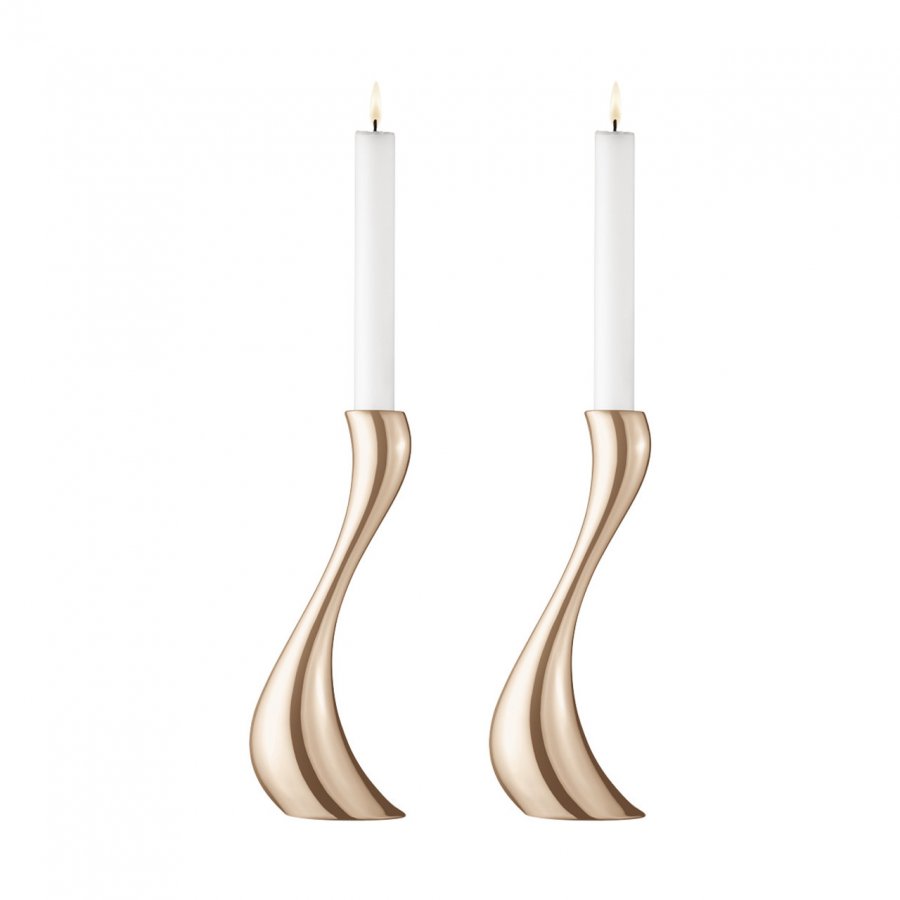 Georg Jensen Cobra Lysestage 2 stk. 24cm, Rosa Guldbelagt