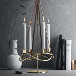 Georg Jensen Season Forlænger til Lysestage 60 cm, Forgyldt/læder