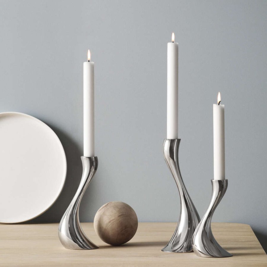 Georg Jensen Cobra Kerzenständer 3er Set, Stahl glänzend