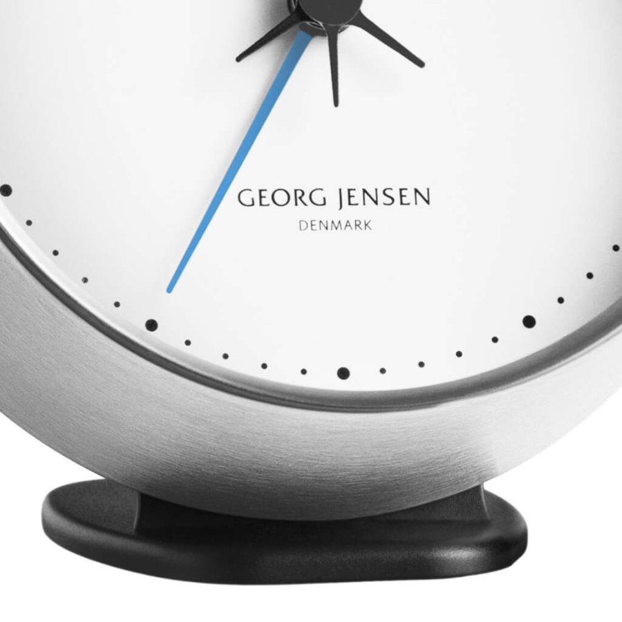 Georg Jensen Henning Koppel Uhr mit Wecker 10 cm, Stahl/Weiß