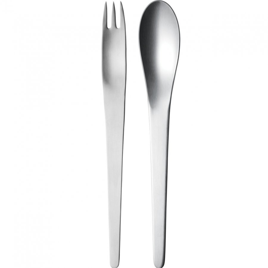 Georg Jensen Arne Jacobsen Salatbesteck 31 cm, Stahl Matt