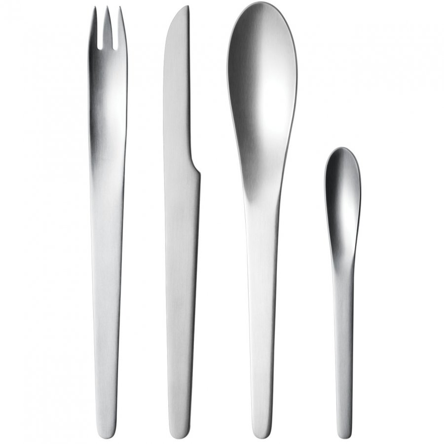 Georg Jensen Arne Jacobsen Besteck Set 16-teilig, Stahl Matt