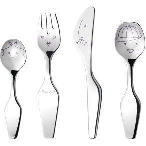 Georg Jensen Alfredo Twist Familie Børnebestik 4 Dele, Blankt Stål