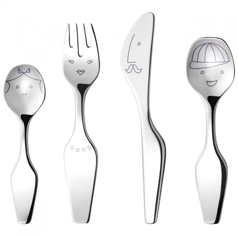 Georg Jensen Alfredo Twist Family Kinderbesteck 4 Teile, Stahl glnzend