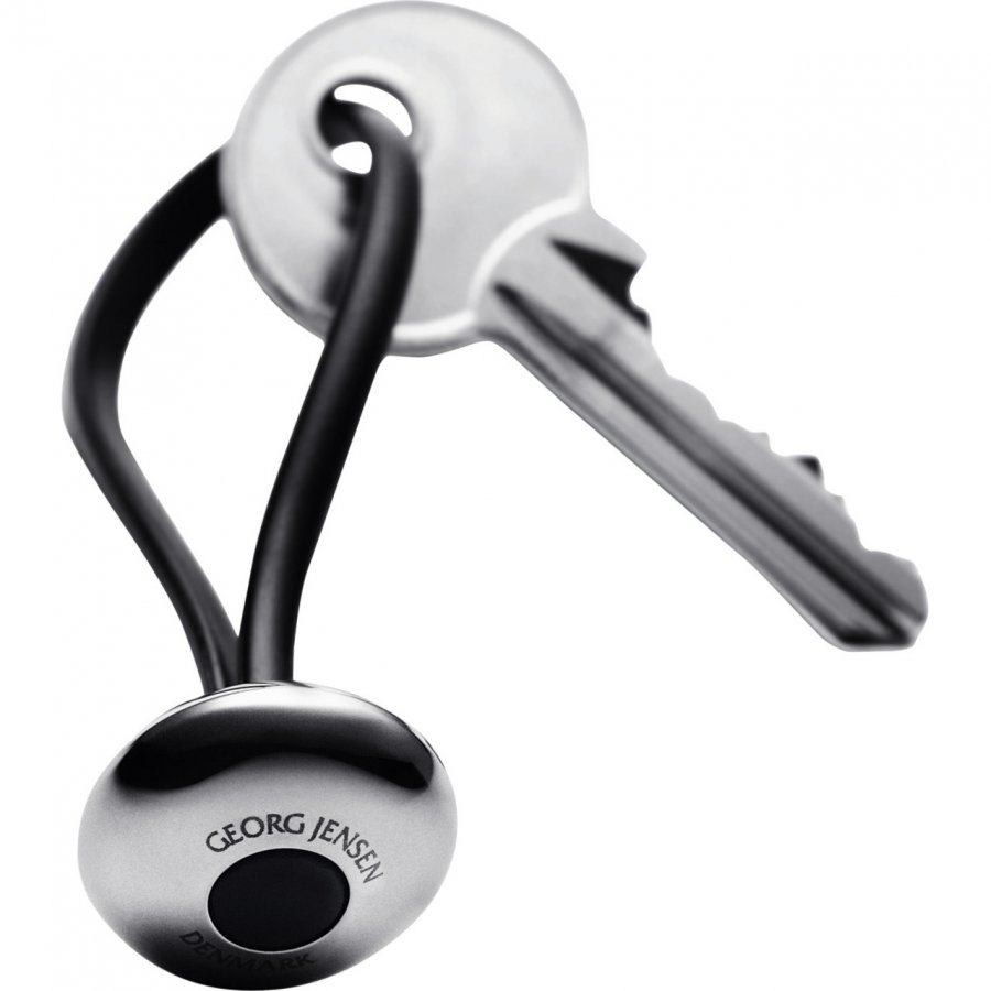 Georg Jensen Ellipse Schlüsselanhänger, Stahl/Schwarz