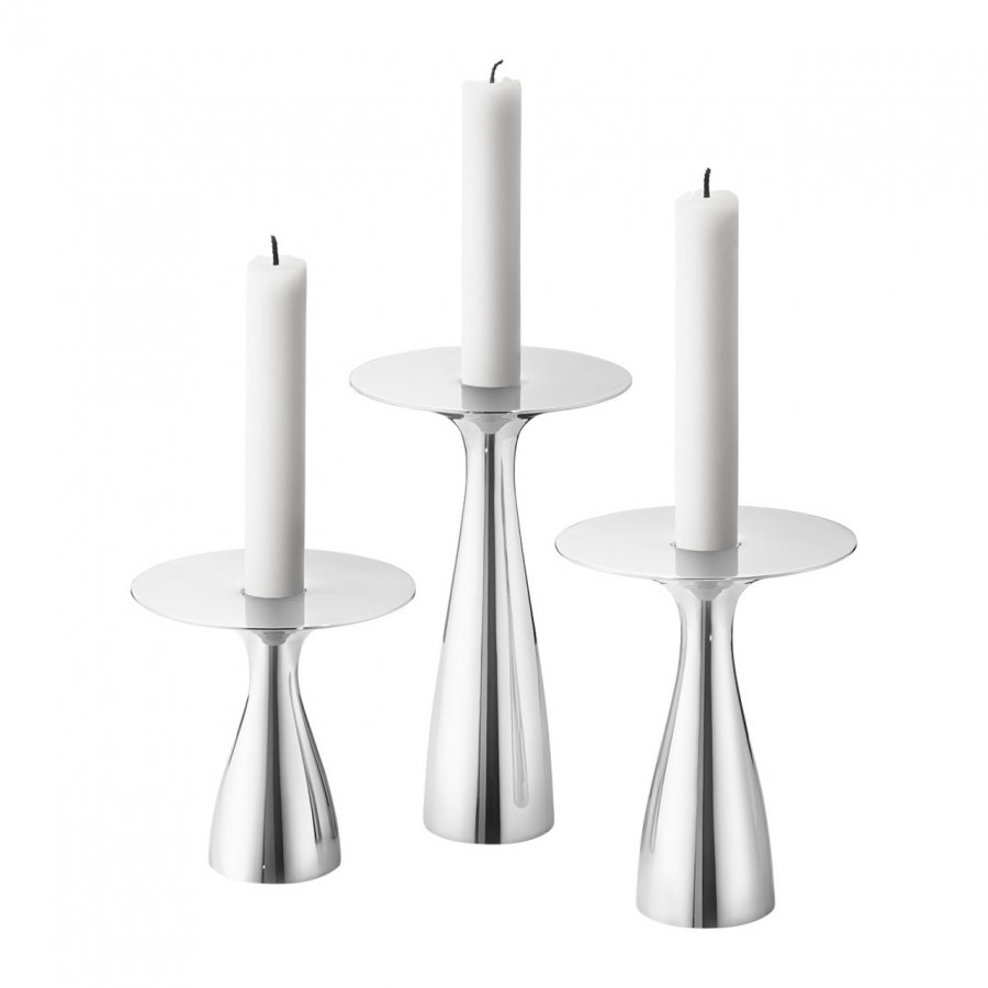 Georg Jensen Alfredo Lysestage 3stk, Blankt st�l