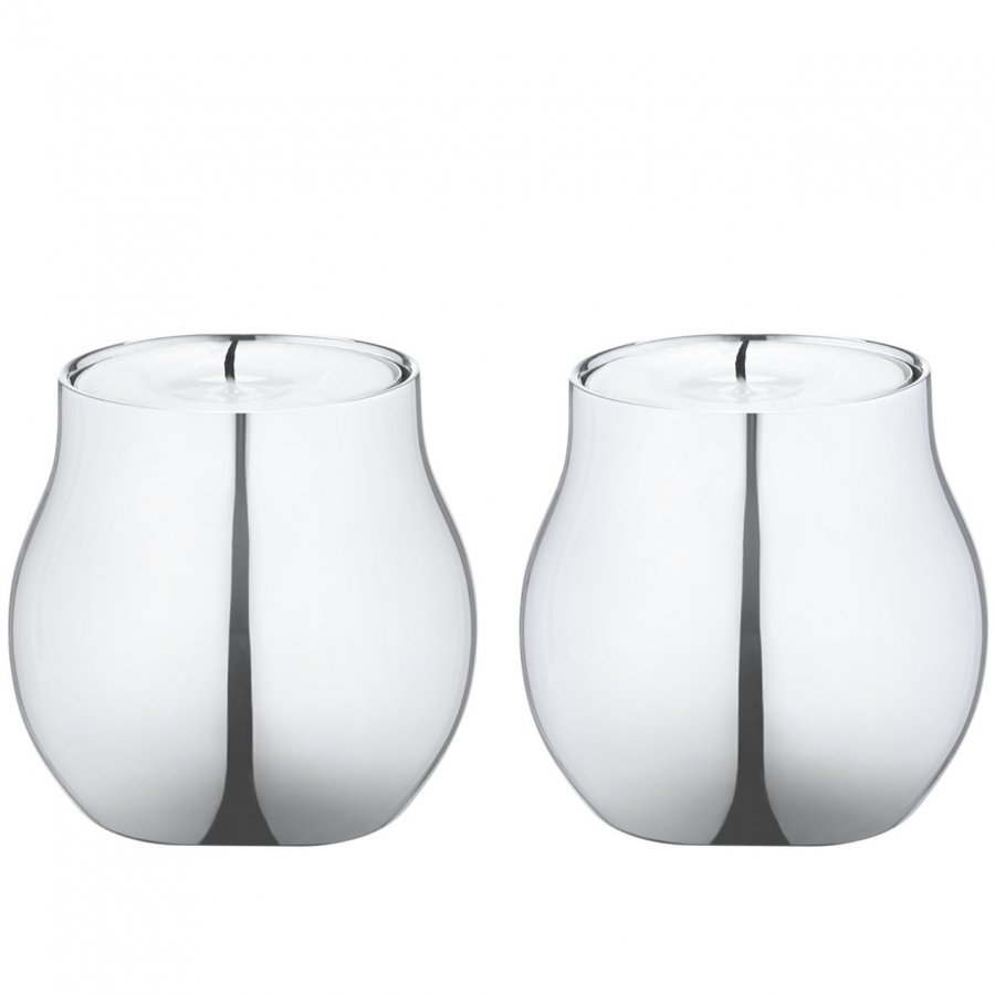 Georg Jensen Cafu Fyrfadsstage 2 stk. H5,8 cm, Blankt Stl