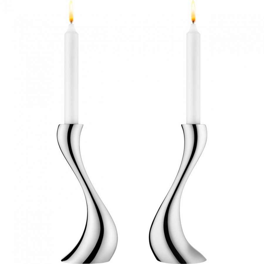 Georg Jensen Cobra Kerzenstnder 2er Set, 20 cm, Stahl glnzend