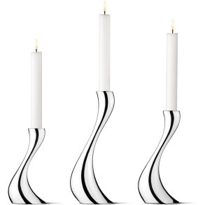 Georg Jensen Cobra Lysestage 3 stk, Blankt Stål