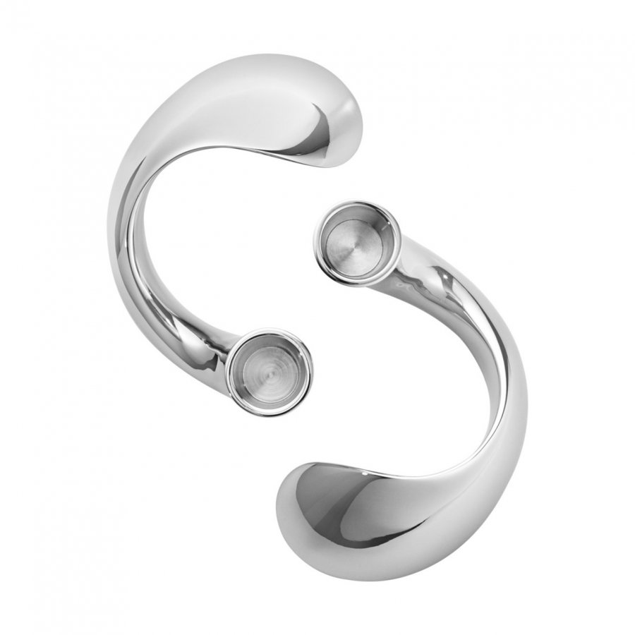 Georg Jensen Bloom Lysestage 2 stk. 4,2 cm, Blankt Stl