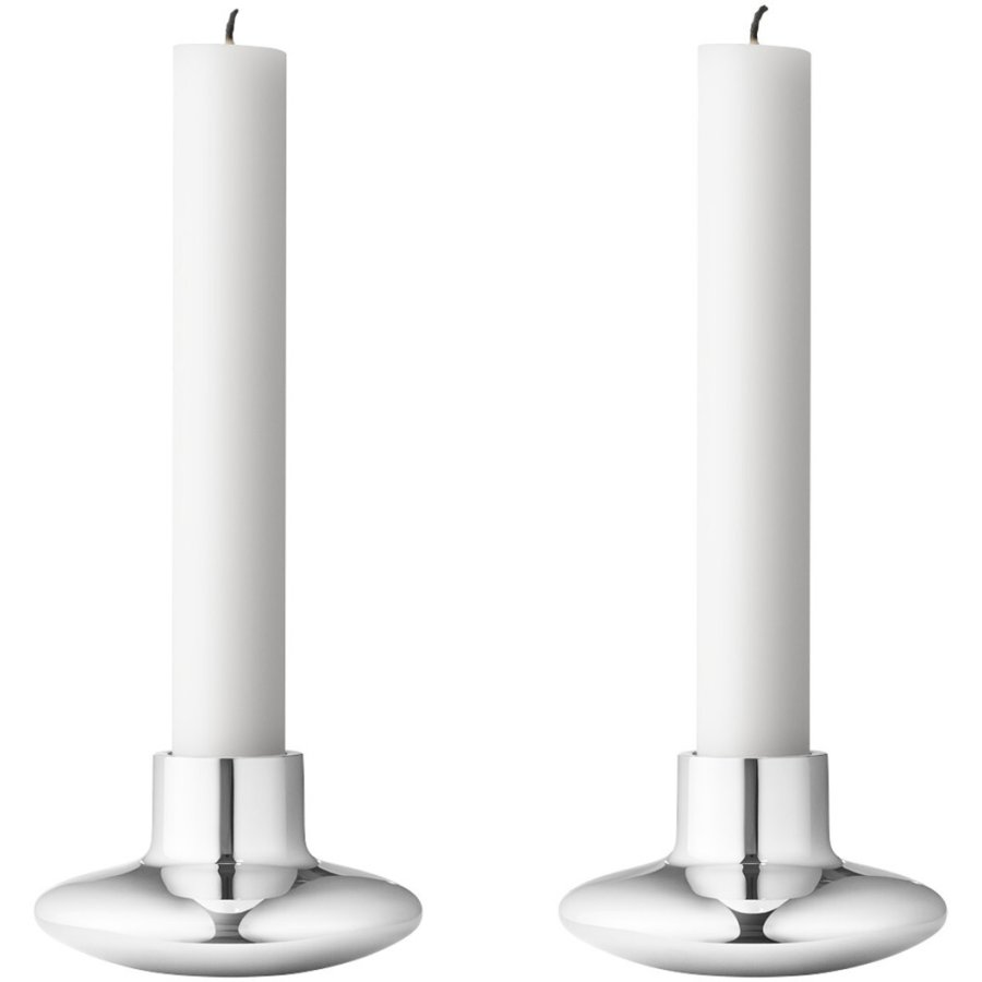 Georg Jensen Henning Koppel Kerzenständer 2er Set 4,2 cm, Stahl glänzend