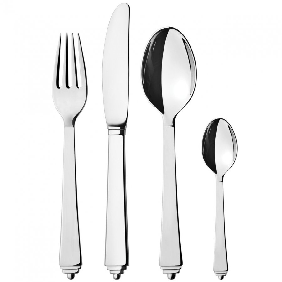 Georg Jensen Pyramide Besteck Set 4-teilig, Stahl glänzend