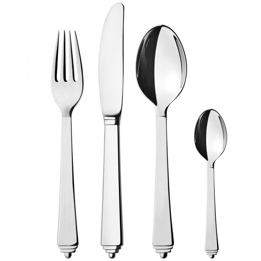 Georg Jensen Pyramide Besteck Set 16-teilig, Stahl glänzend