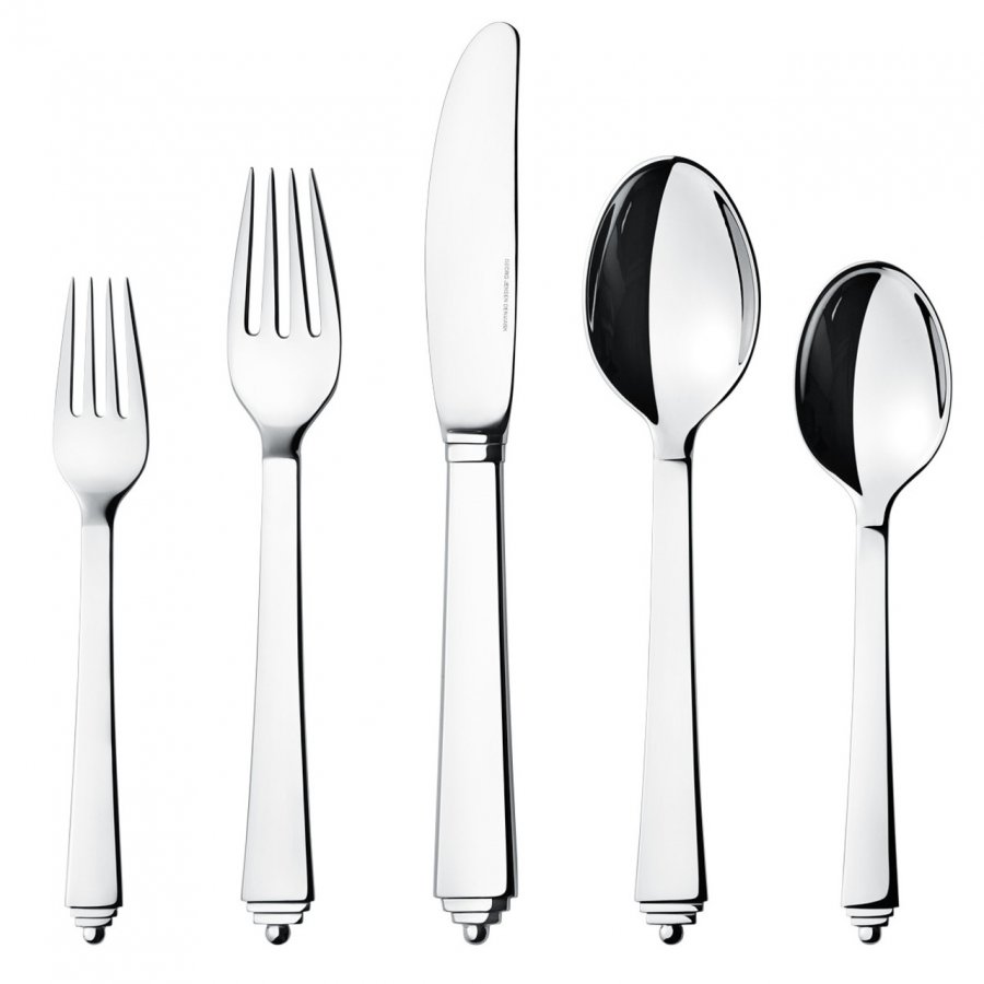 Georg Jensen Pyramide Bestikst 5 dele, Blankt stl