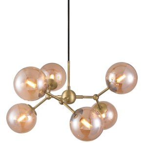 Halo Design Atom Mini Lysekrone Ø57 cm, Amber/Antique Messing