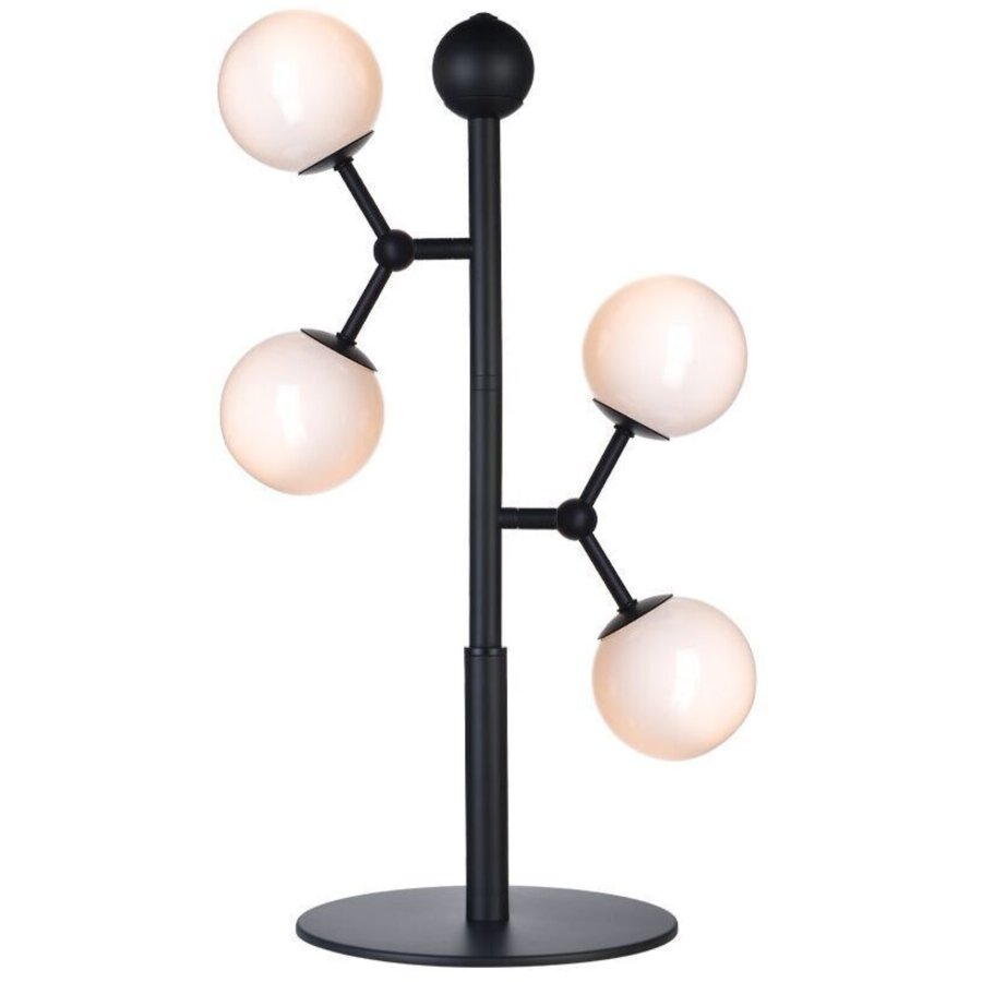 Halo Design Atom Tischlampe H52 cm, Opal/Schwarz