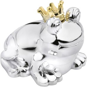 Zilverstad Spardose Frosch H9 cm, Silbernes Finish