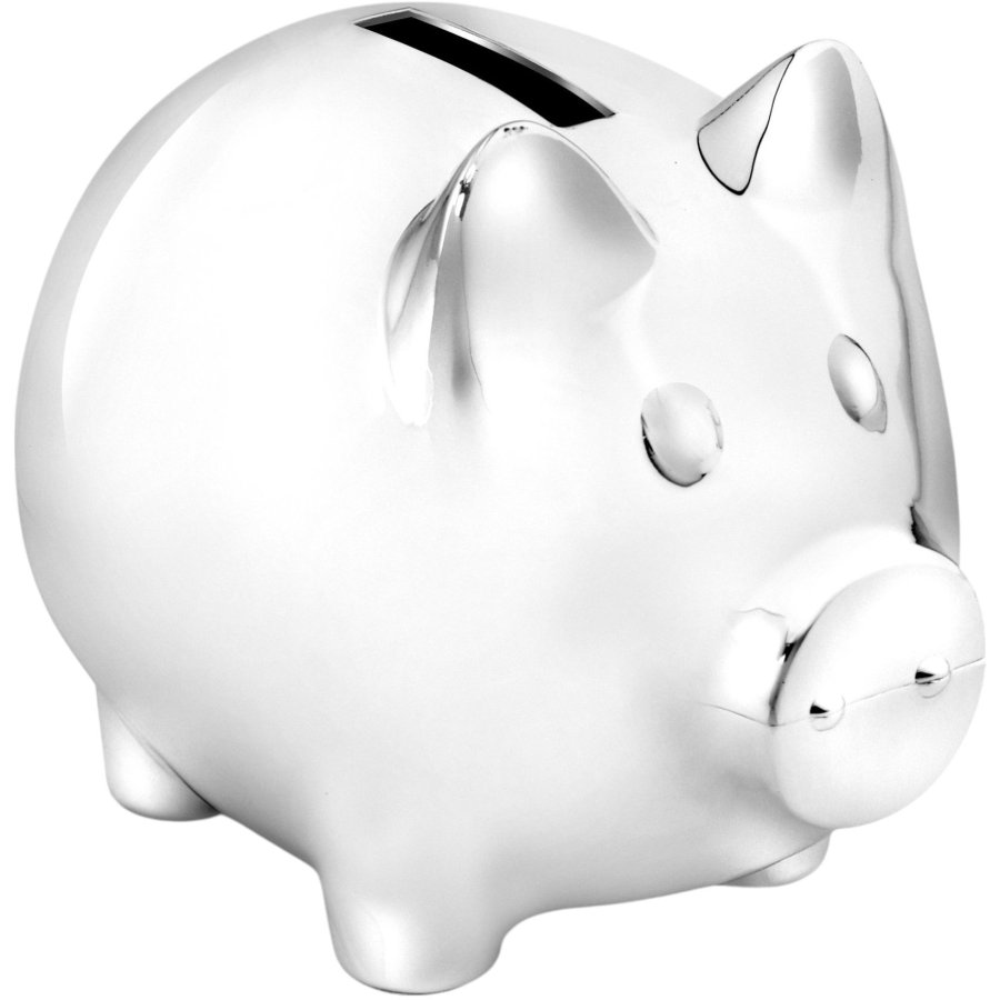 Zilverstad Spardose Schwein H6 cm, Silbernes Finish