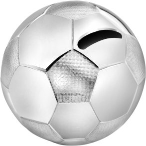 Zilverstad Spardose Fuball H8 cm, Silbernes Finish