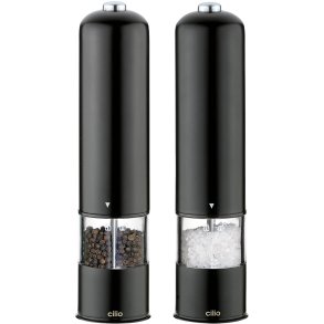 Cilio Bergamo Elektrisches Salz- und Pfefferm&uuml;hlenset H23 cm, Schwarz