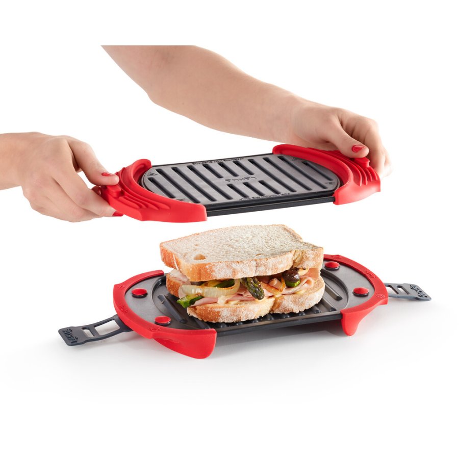 Lku Grill fr Mikrowelle 25 cm, Rot/Schwarz