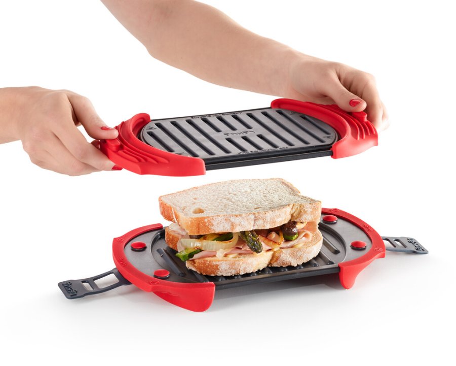 Lku Grill fr Mikrowelle 25 cm, Rot/Schwarz