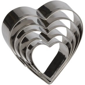 Patisse Udstikkerst Hjerte 5 stk, Rustfrit Stl