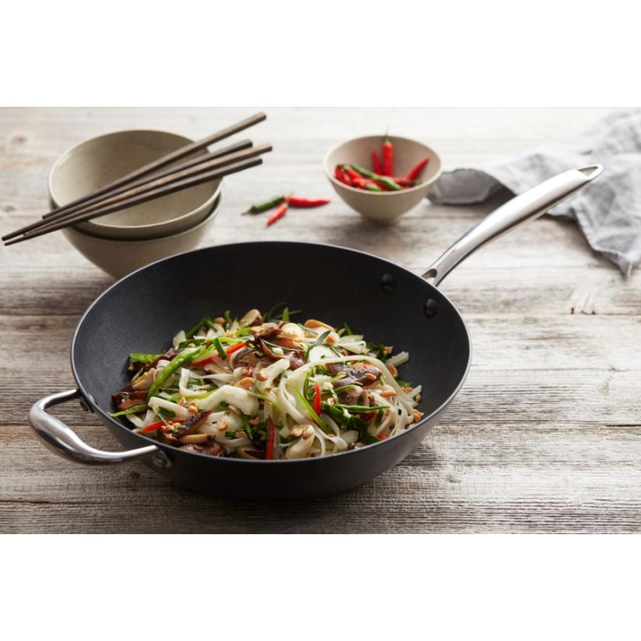 Point Virgule Pan-à-moi Wok m. Non-stick Belgning 30 cm, Stbejern