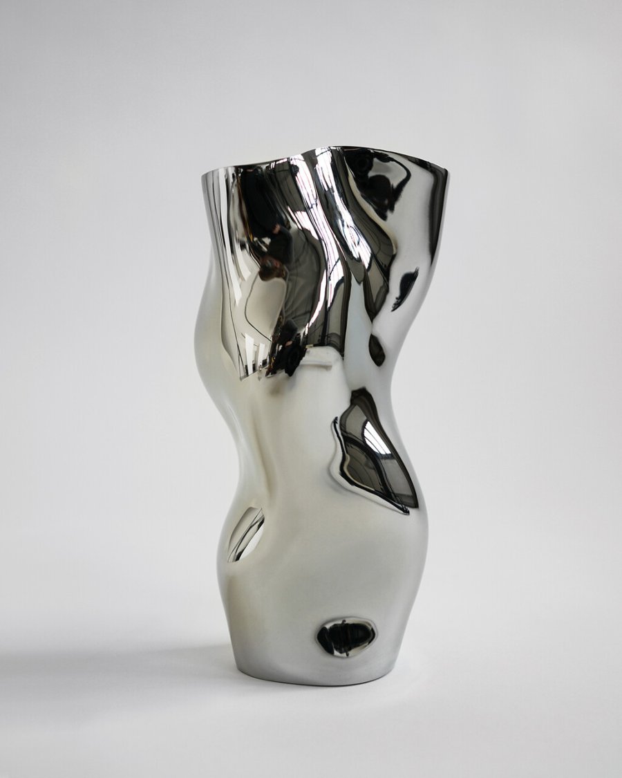 Hein Studio Ostrea 25 Vase H25 cm, Chrom