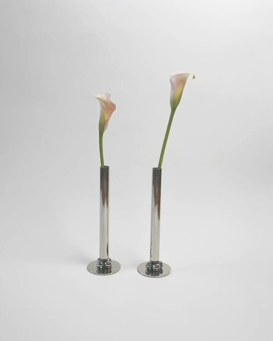 Hein Studio Lilo Vase/Lysestage H28 cm, Krom