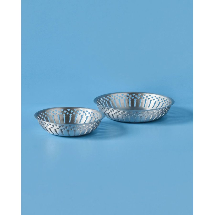 Nicolas Vahé Brotkorb 2er Set, Antikes Silberfinish