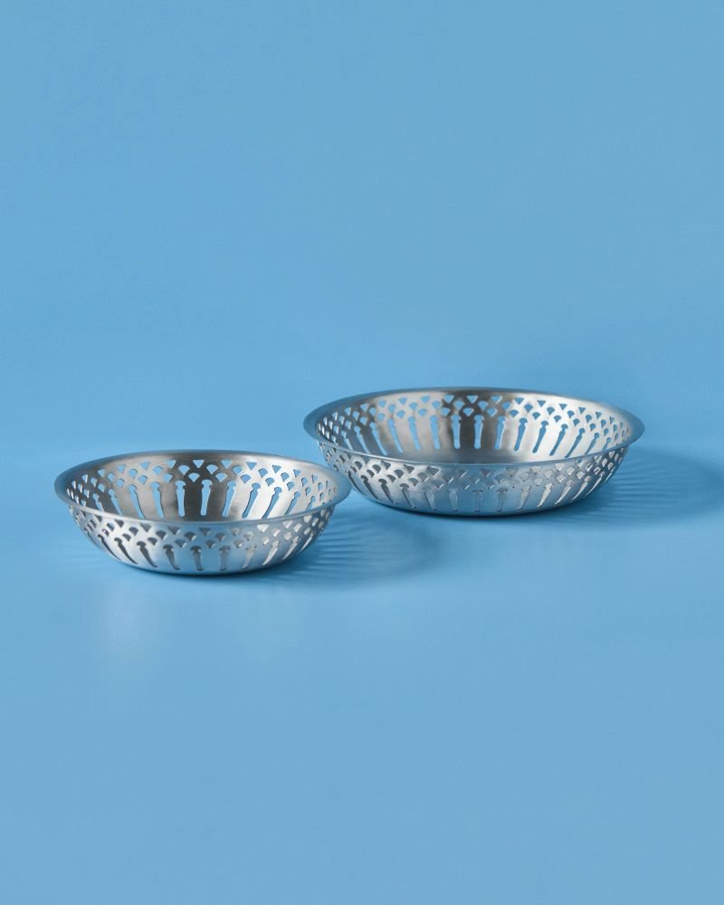 Nicolas Vahé Brotkorb 2er Set, Antikes Silberfinish