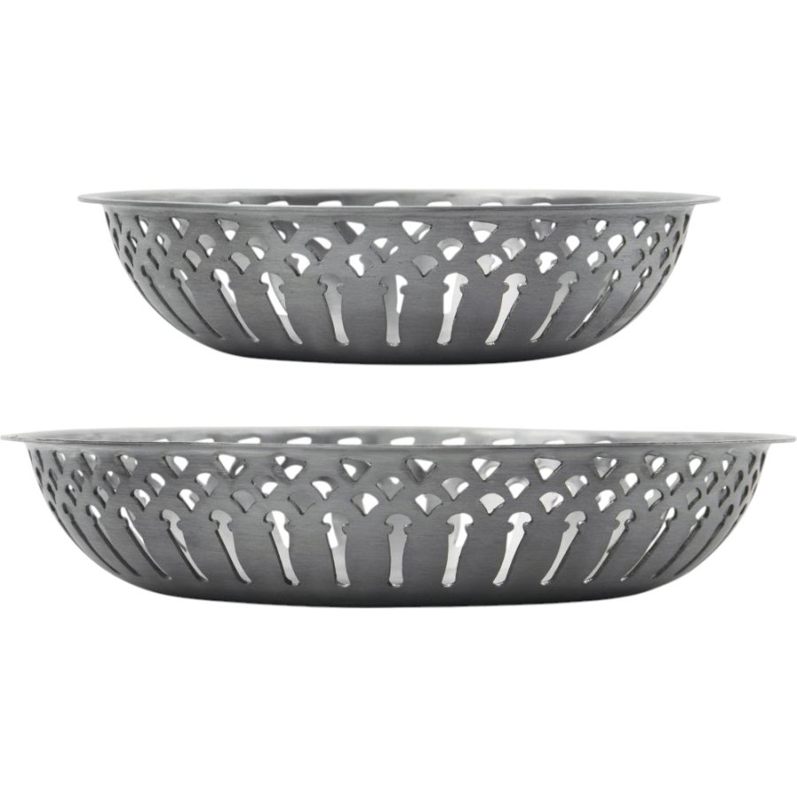 Nicolas Vahé Brotkorb 2er Set, Antikes Silberfinish