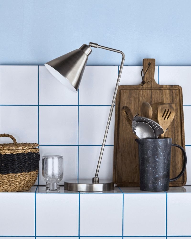 House Doctor Game Tischlampe H54, Gebürstetes Silberfinish