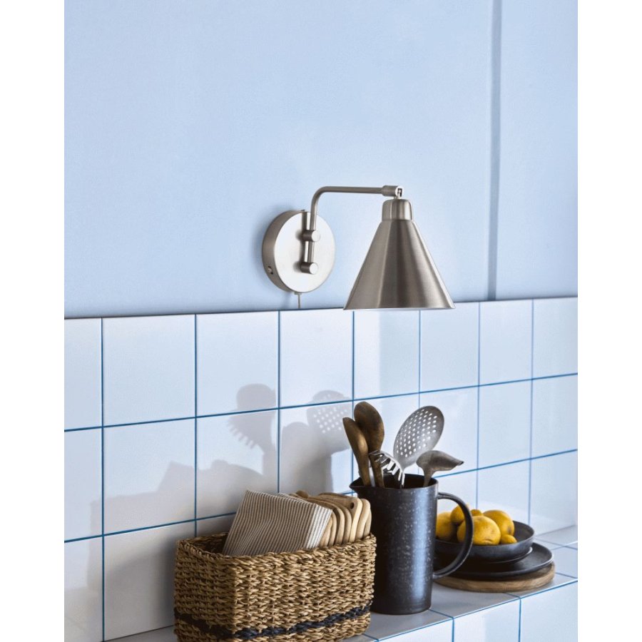 House Doctor Game Wandleuchte 30 cm, Gebürstetes Silberfinish