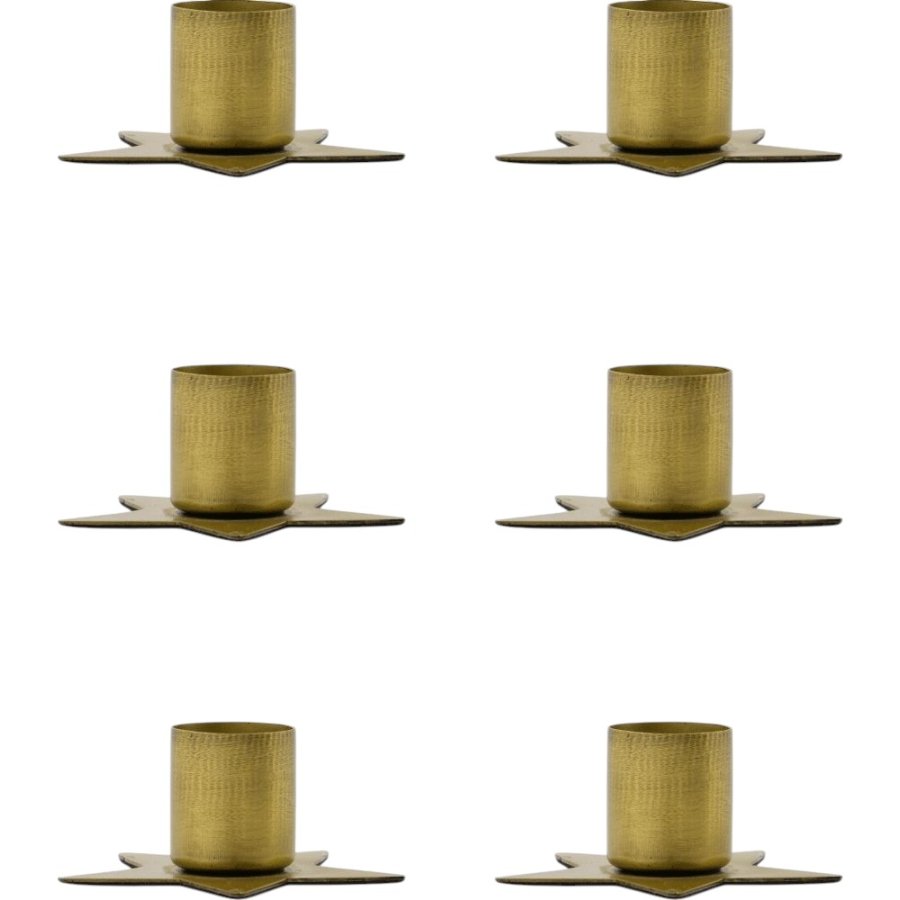 House Doctor Stage Kerzenhalter 6er Set H3 cm, Antikes Messingfinish