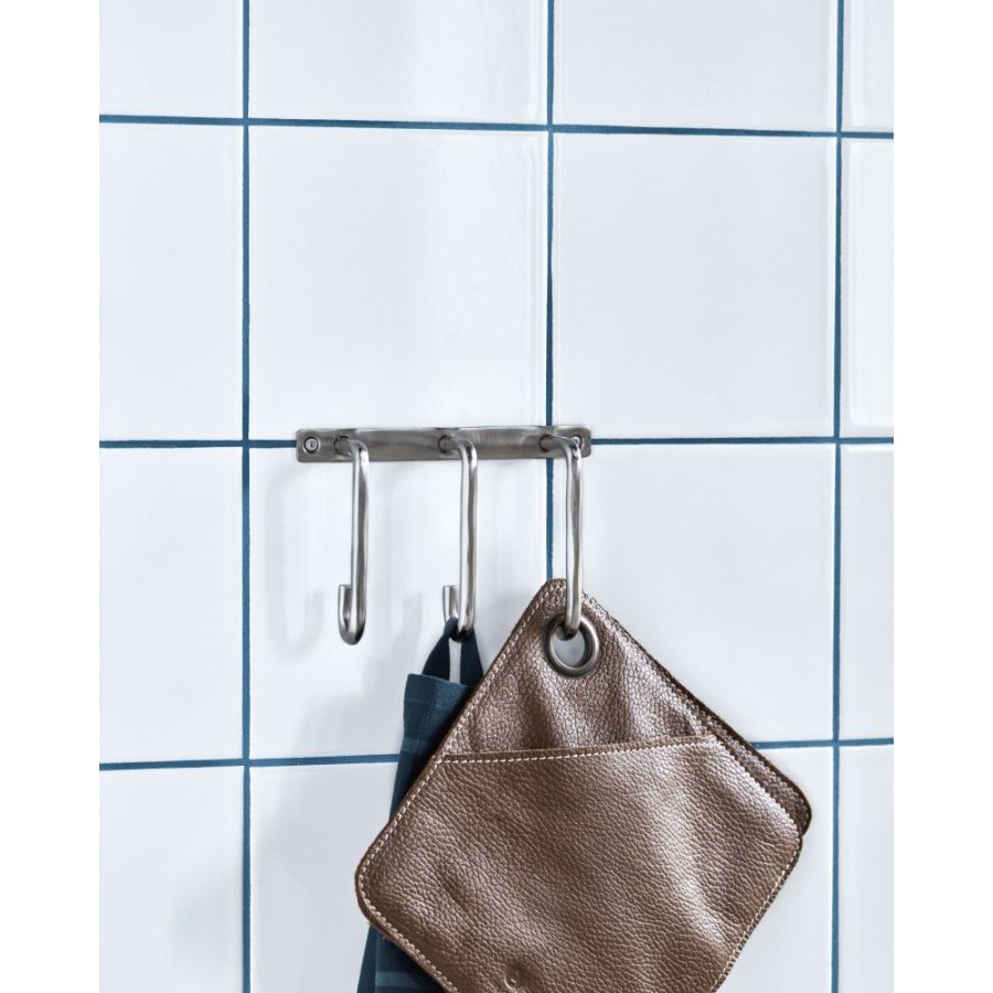 House Doctor Welo Wandgarderobe 15 cm, Gebürstetes Silberfinish