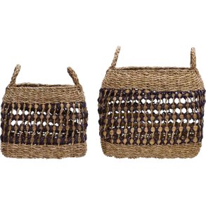 House Doctor Pauta Korb 2er Set, Seegras/Schwarz