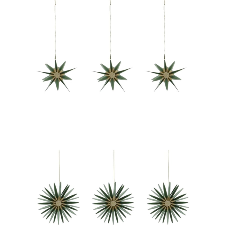 House Doctor Stari Weihnachtsschmuck 6er Set 8 cm, Grün/Champagner