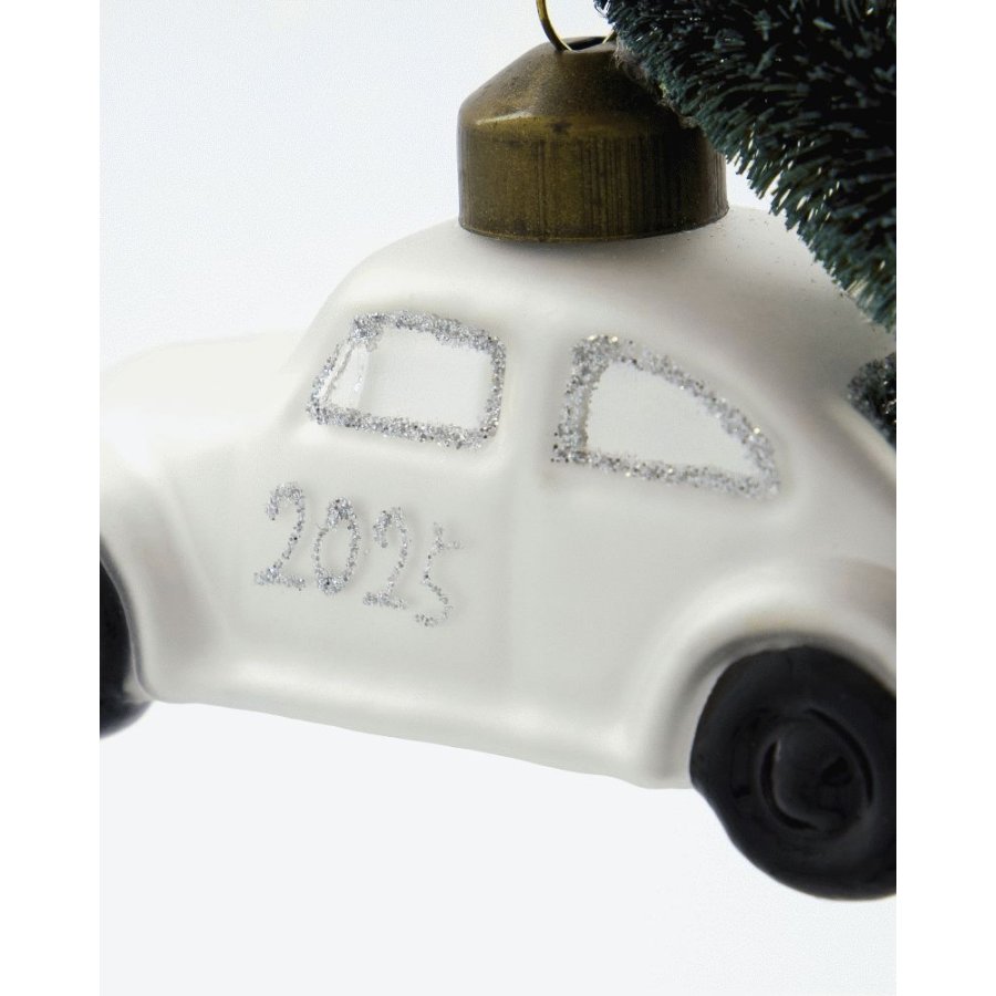 House Doctor Car Weihnachtsschmuck 10,5 cm, Weiß/Silber