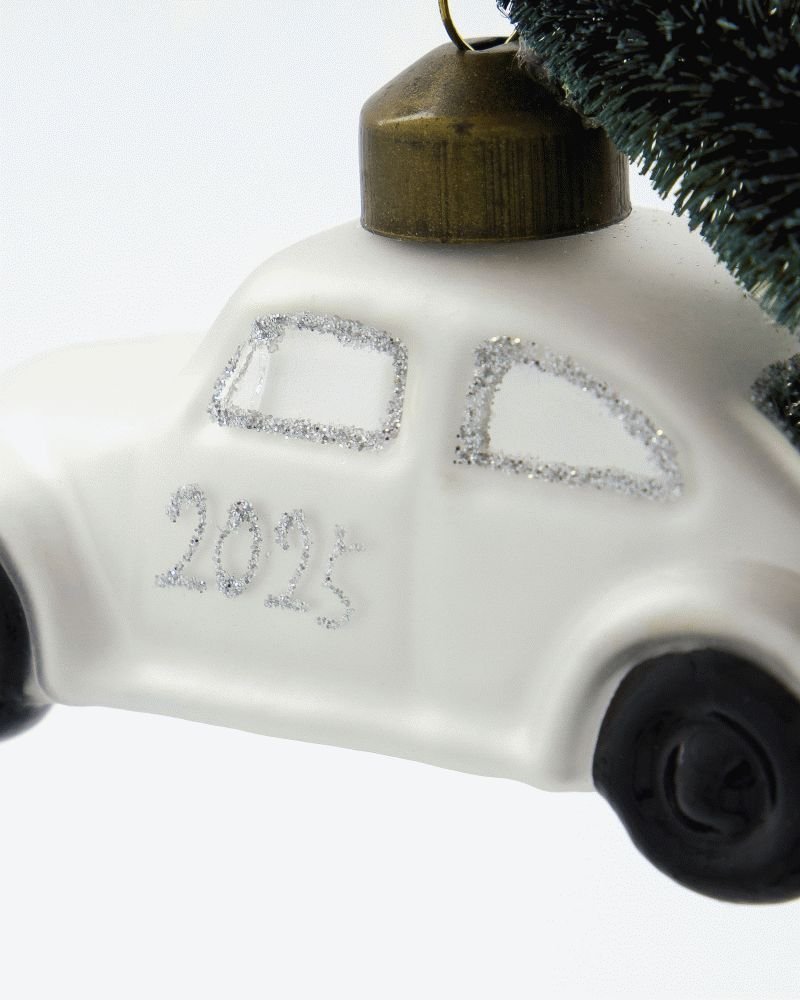 House Doctor Car Weihnachtsschmuck 10,5 cm, Weiß/Silber