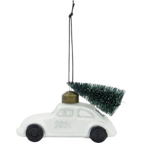House Doctor Car Weihnachtsschmuck 10,5 cm, Wei/Silber