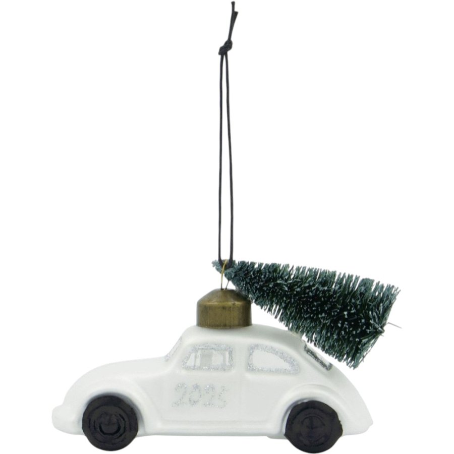 House Doctor Car Weihnachtsschmuck 10,5 cm, Weiß/Silber