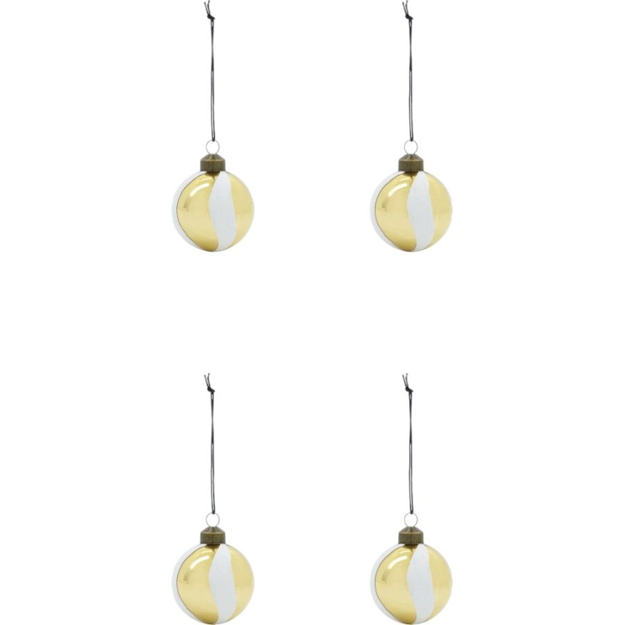 House Doctor Twister Weihnachtsschmuck 4er Set 6 cm, Weiß/Gold