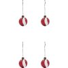 House Doctor Twister Weihnachtsschmuck 4er Set 6 cm, Weiß/Rot